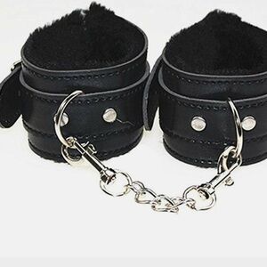 Leather Faux Fur Lined Cuffs BDSM